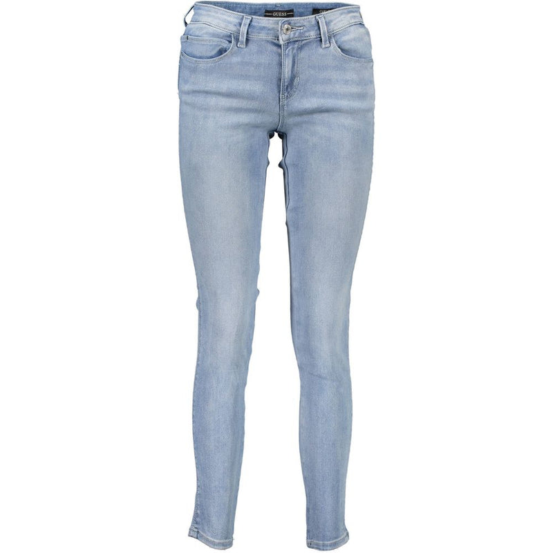 Guess Jeans Femme Bleu - Jean en Coton à 5 Poches Classique