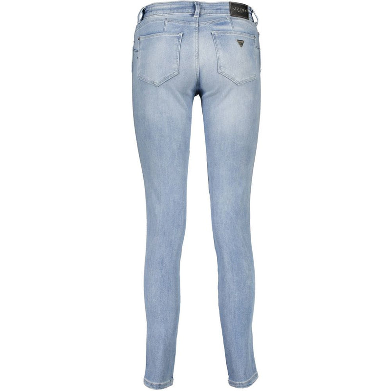 Guess Jeans Femme Bleu - Jean en Coton à 5 Poches Classique