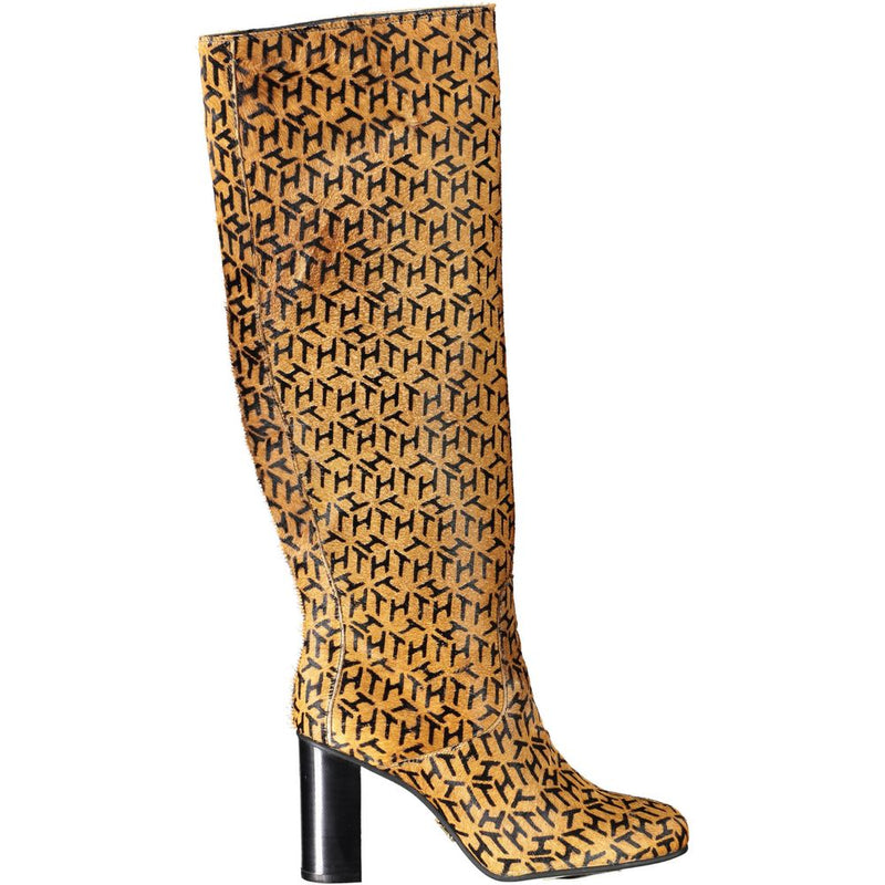 Botte Femme en Cuir Beige Tommy Hilfiger - Élégante et Polyvalente