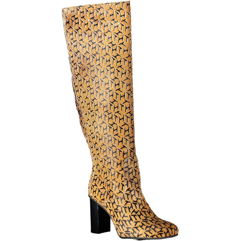 Botte Femme en Cuir Beige Tommy Hilfiger - Élégante et Polyvalente