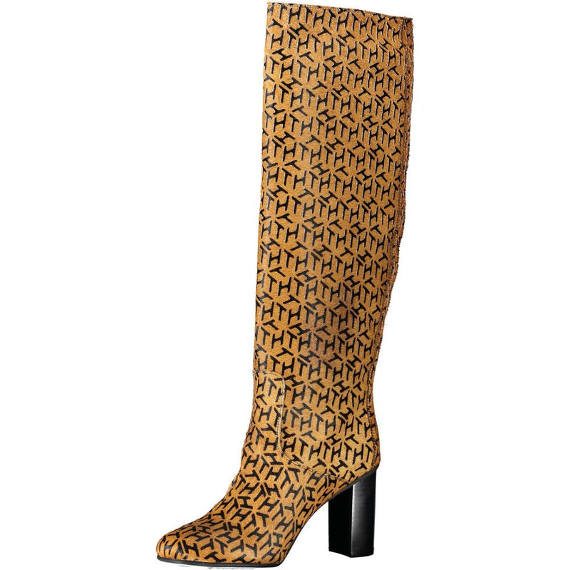 Botte Femme en Cuir Beige Tommy Hilfiger - Élégante et Polyvalente