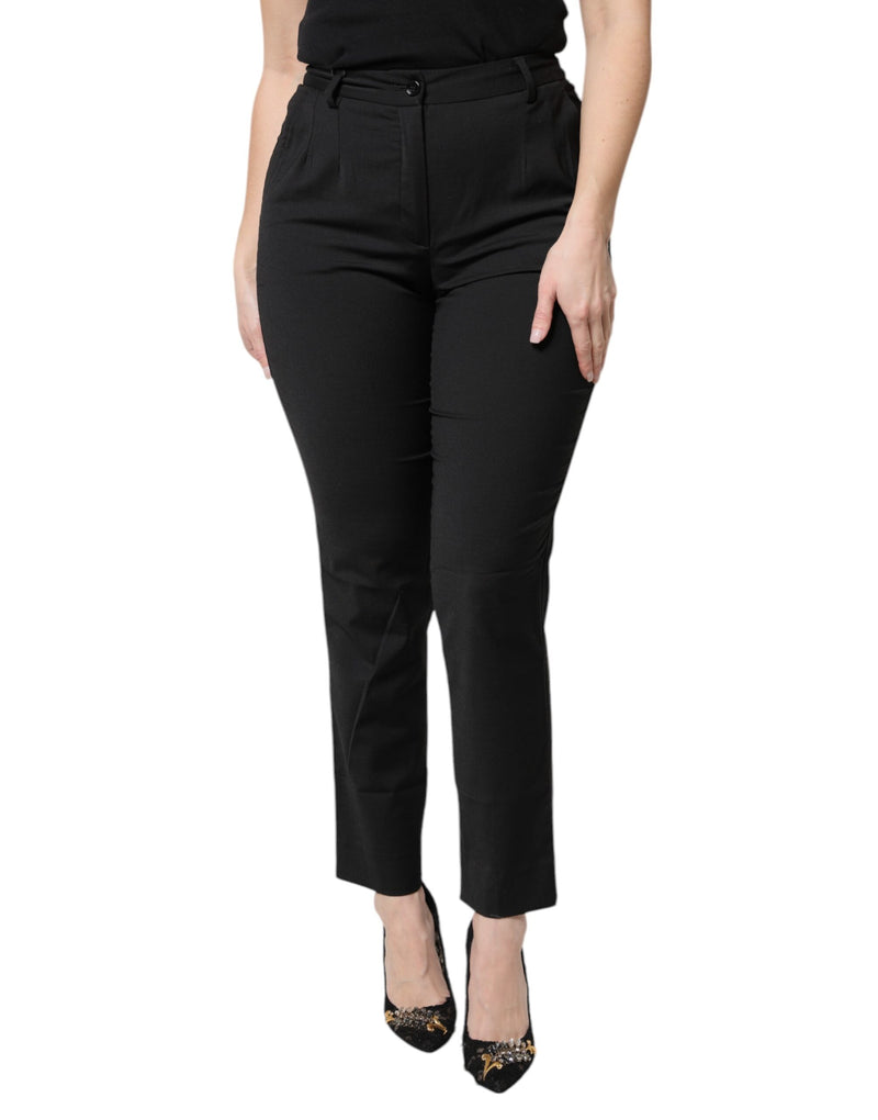 Dolce & Gabbana Pantalon Slim Taille Haute Noir - Design Italien Authentique