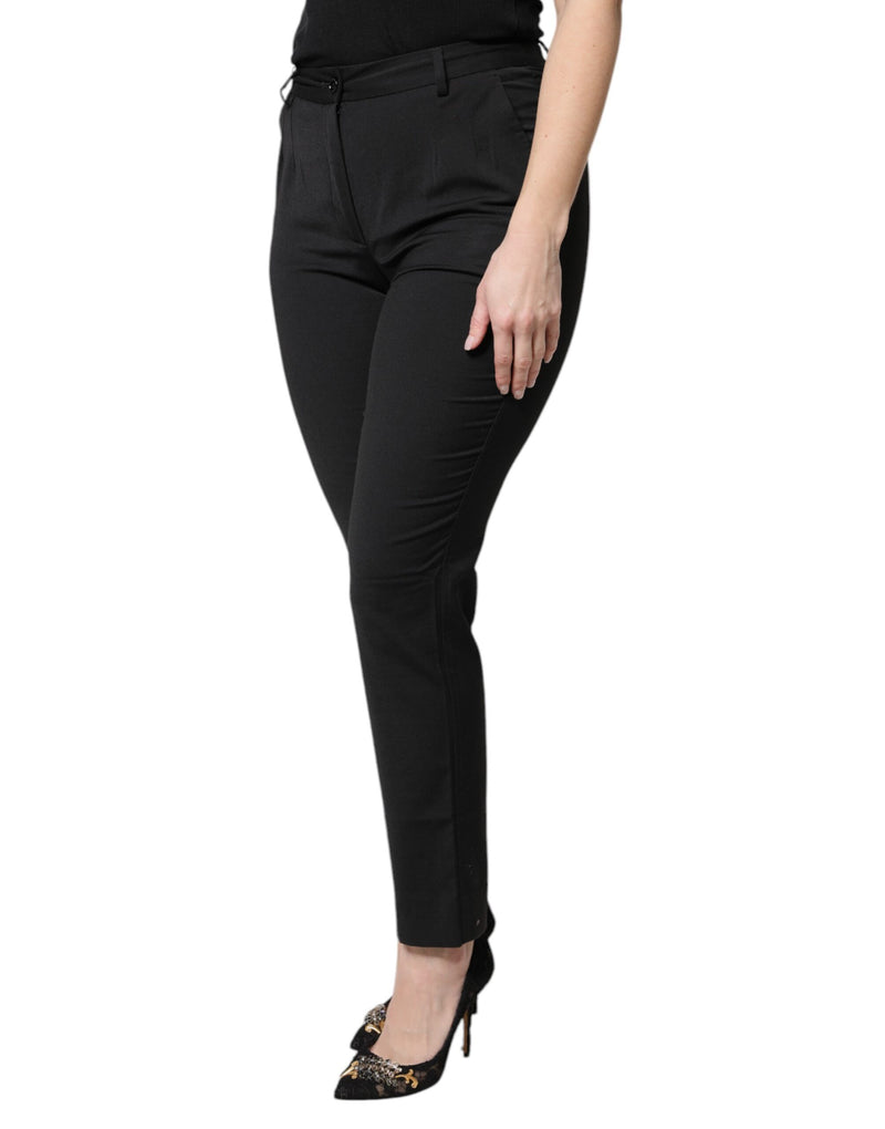 Dolce & Gabbana Pantalon Slim Taille Haute Noir - Design Italien Authentique