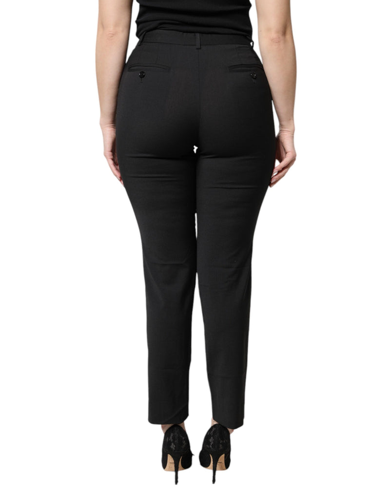 Dolce & Gabbana Pantalon Slim Taille Haute Noir - Design Italien Authentique