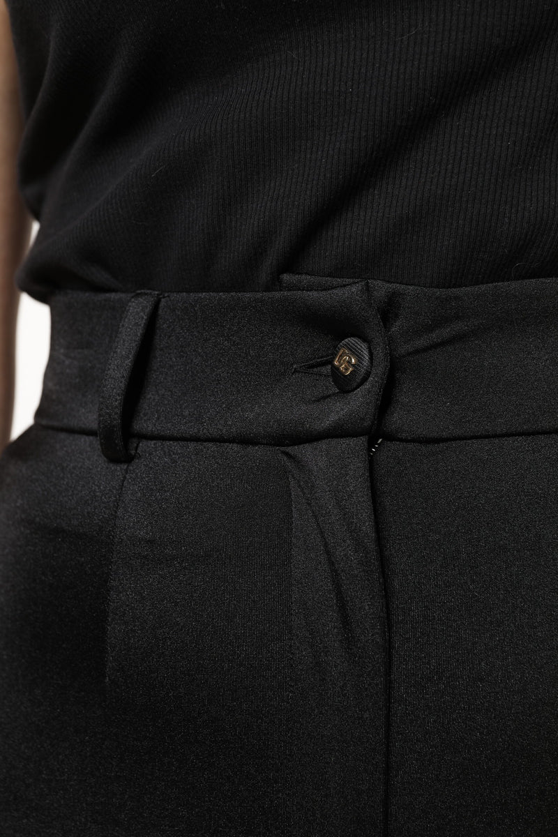 Dolce & Gabbana Pantalons Slim Fit Taille Haute Noir en Nylon