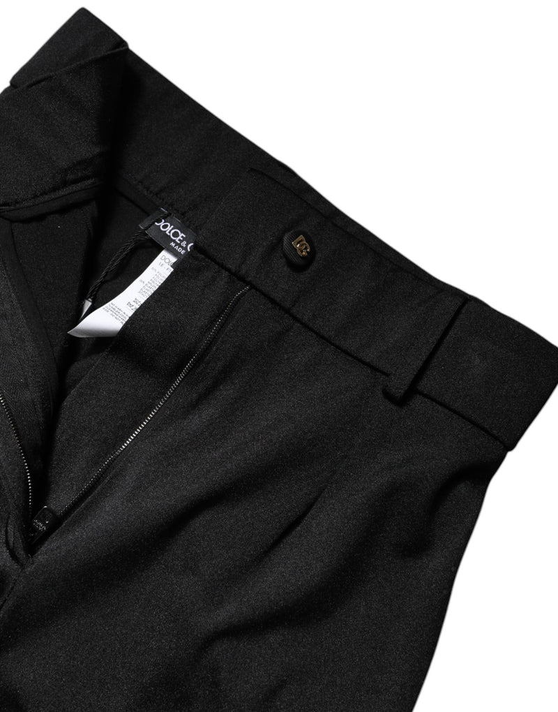 Dolce & Gabbana Pantalons Slim Fit Taille Haute Noir en Nylon