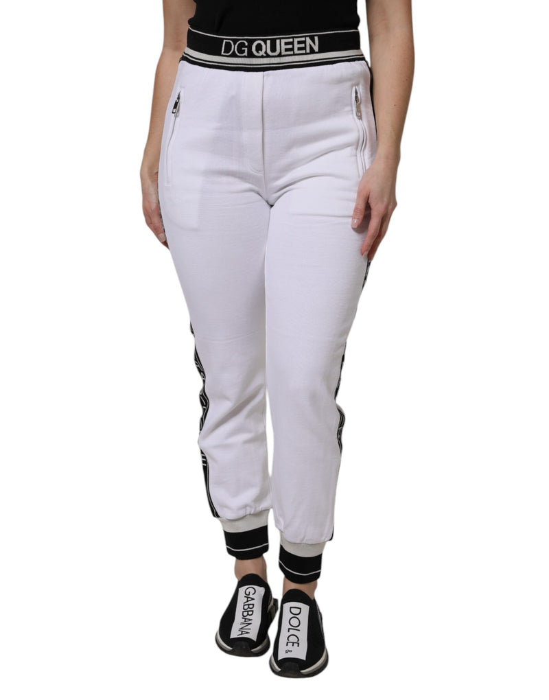 Dolce & Gabbana White Cotton Stretch Jogger Pants