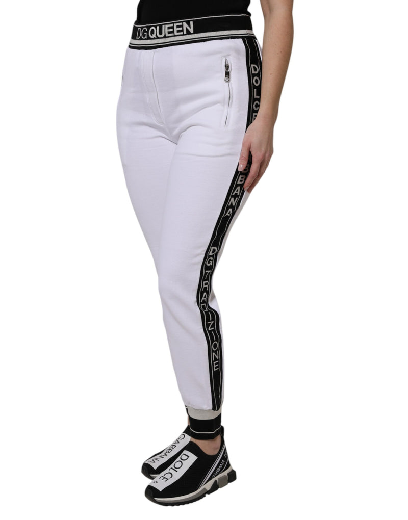 Dolce & Gabbana White Cotton Stretch Jogger Pants