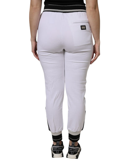 Dolce & Gabbana White Cotton Stretch Jogger Sweatpants Pants