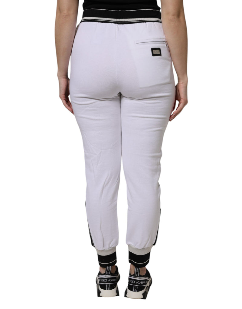 Dolce & Gabbana White Cotton Stretch Jogger Pants
