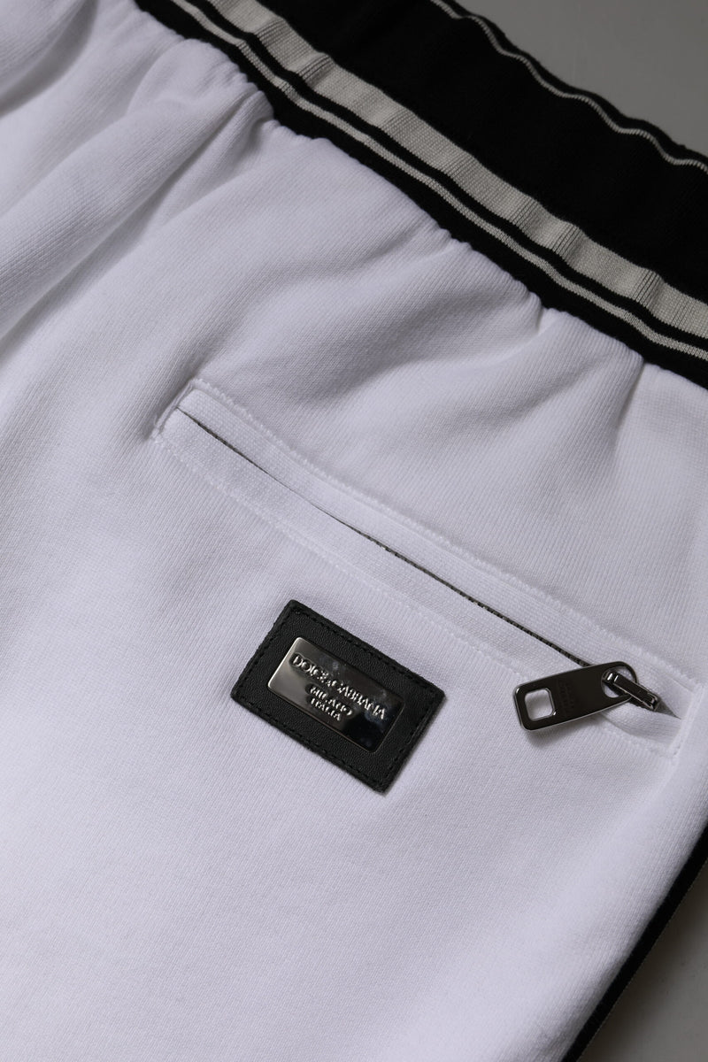 Dolce & Gabbana White Cotton Stretch Jogger Pants