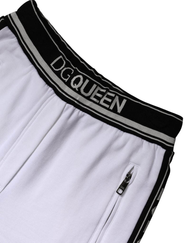 Dolce & Gabbana White Cotton Stretch Jogger Pants