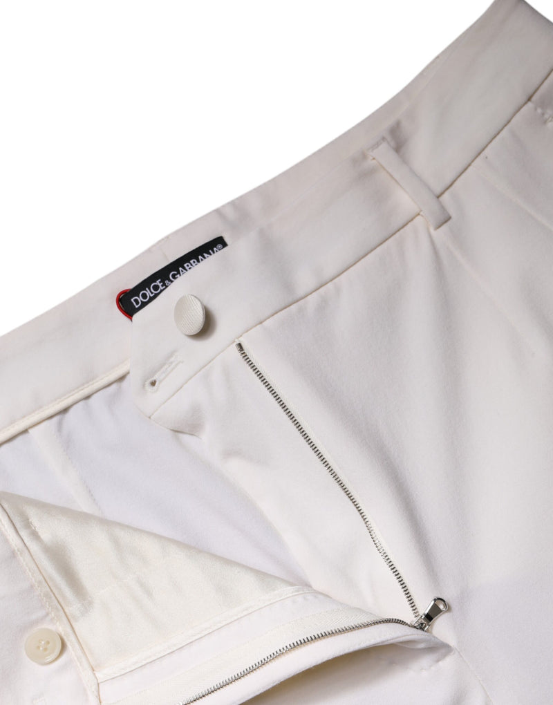 Dolce & Gabbana Pantalons Large Jambe Mi-Montante en Laine Blanche