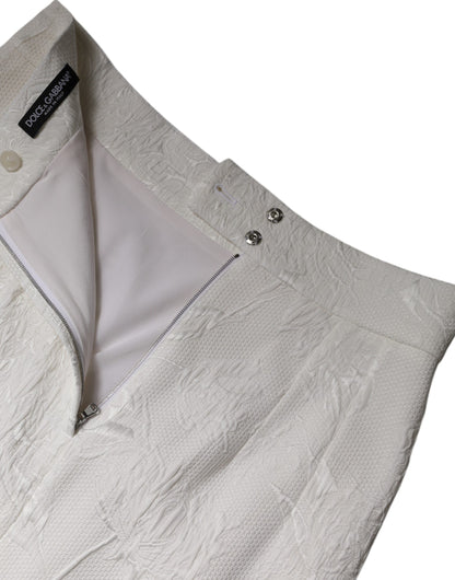 Dolce & Gabbana White High Waist Knee Length Pencil Skirt