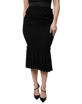 Dolce & Gabbana Jupe Midi Noire Coupe Sirène Taille Haute