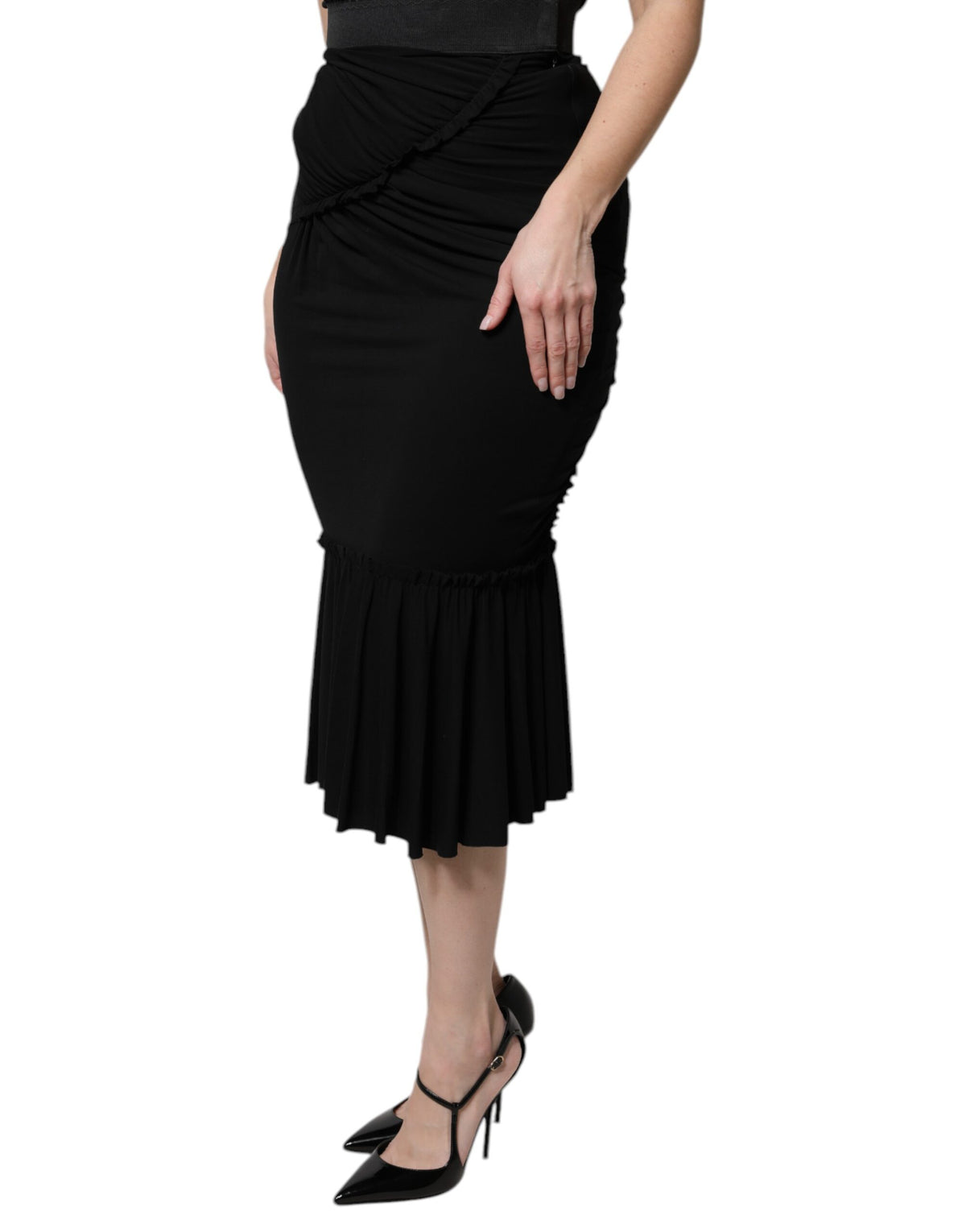 Dolce & Gabbana Jupe Midi Noire Coupe Sirène Taille Haute