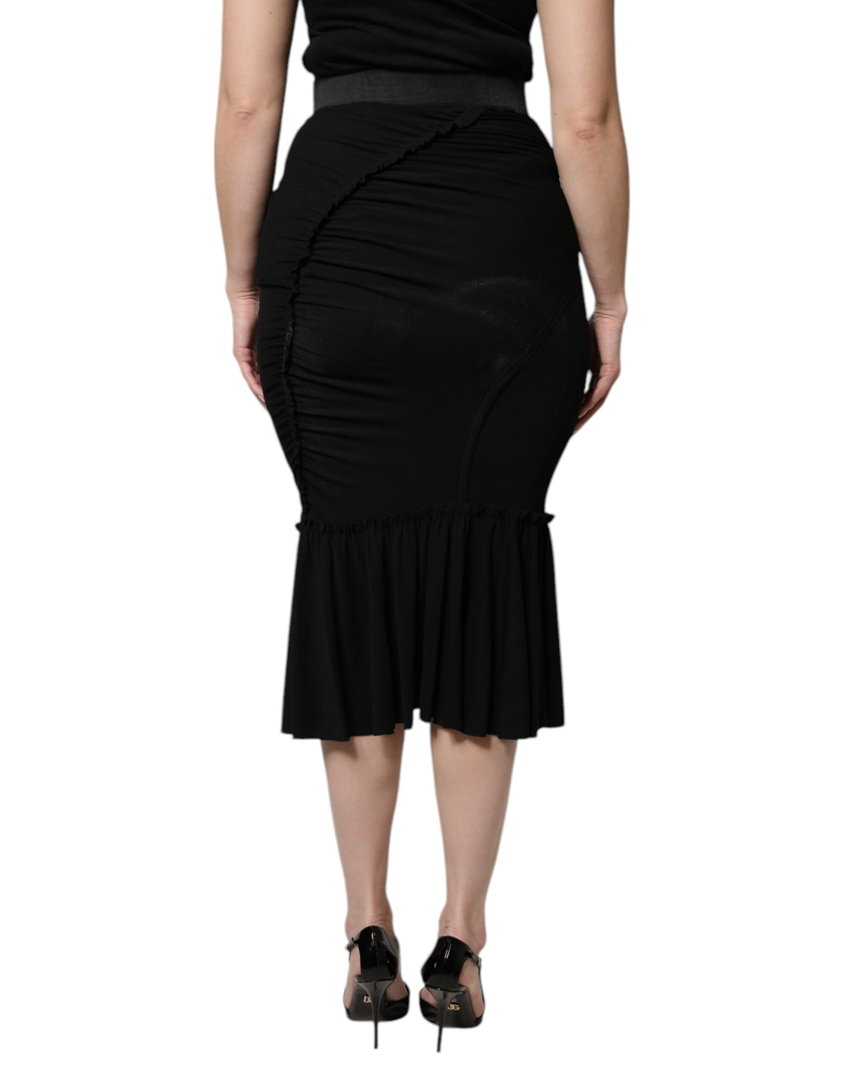 Dolce & Gabbana Jupe Midi Noire Coupe Sirène Taille Haute