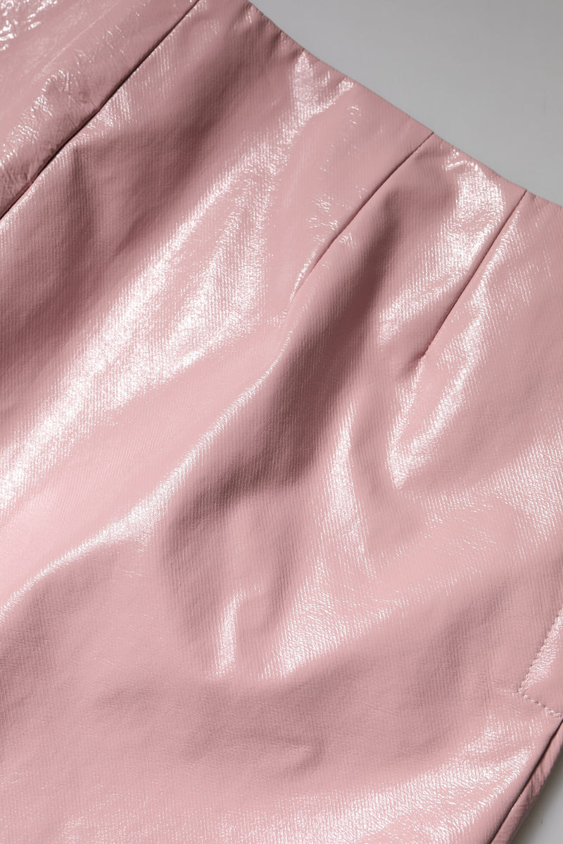 Dolce & Gabbana Jupe Mini Haute Taille en Coton Rose Brillant