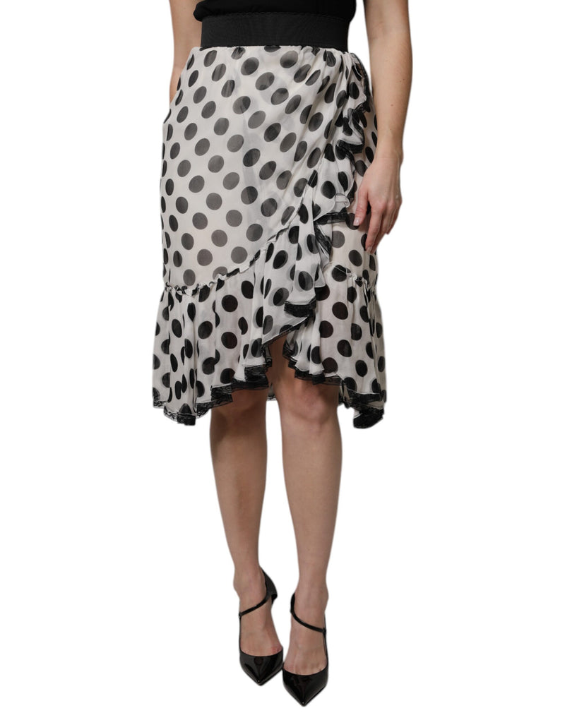 Dolce & Gabbana Jupe Midi à Pois Noir et Blanc