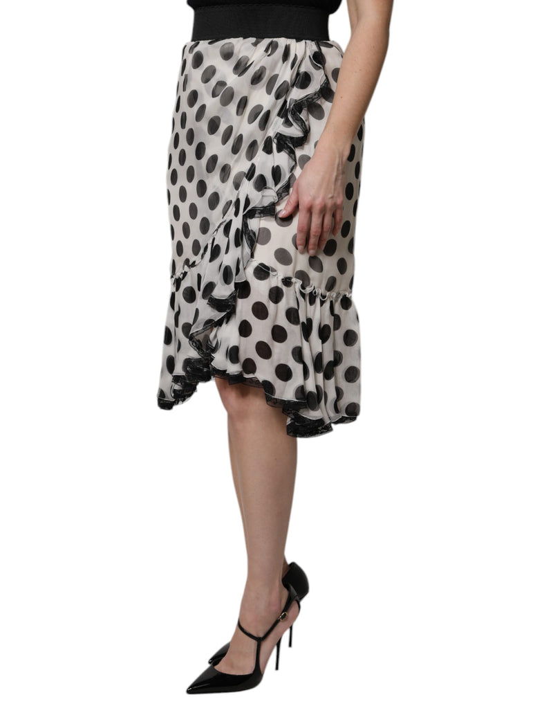 Dolce & Gabbana Jupe Midi à Pois Noir et Blanc