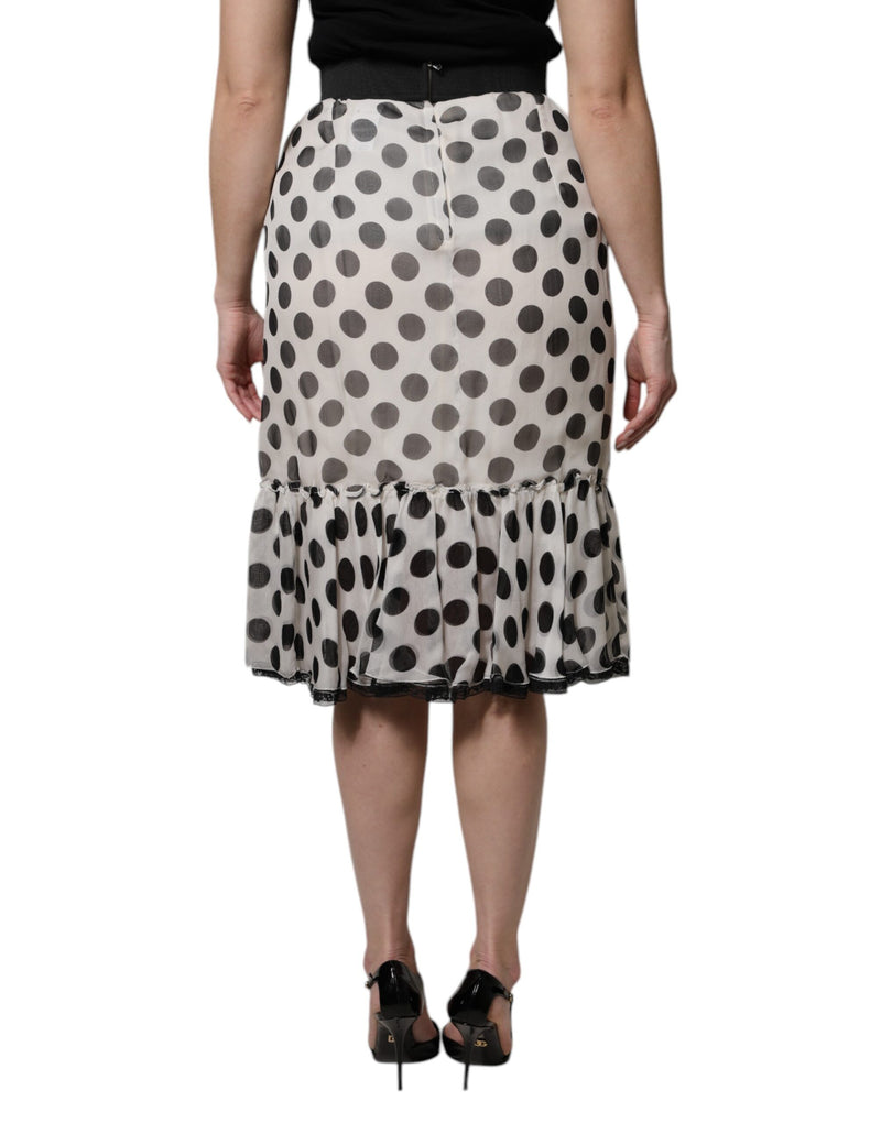 Dolce & Gabbana Jupe Midi à Pois Noir et Blanc