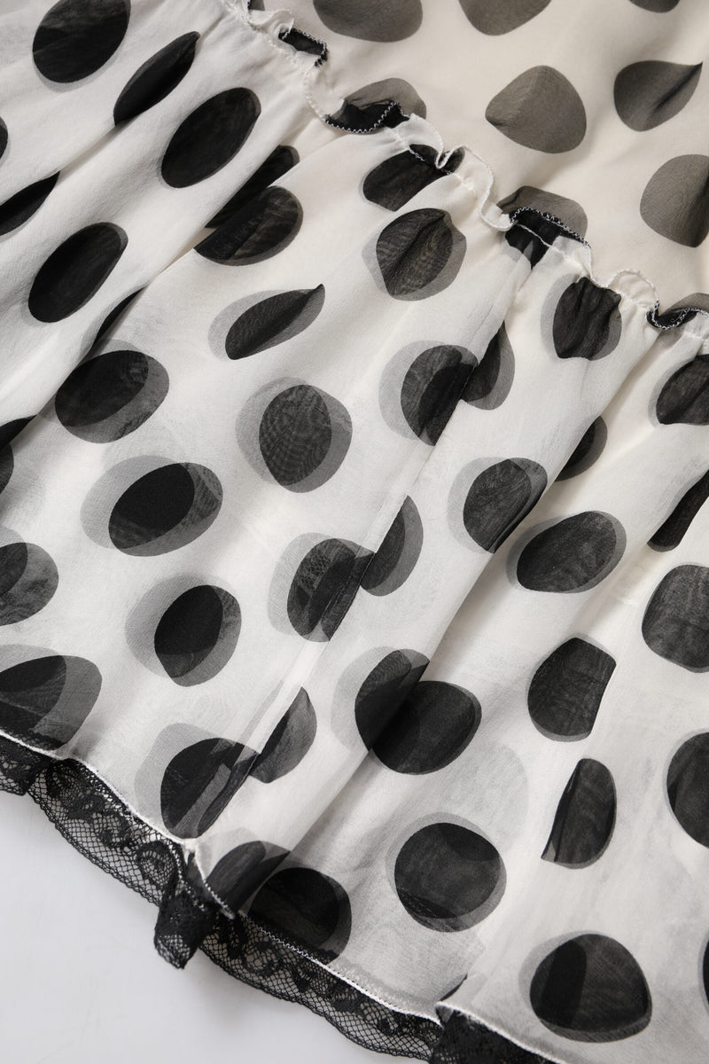 Dolce & Gabbana Jupe Midi à Pois Noir et Blanc