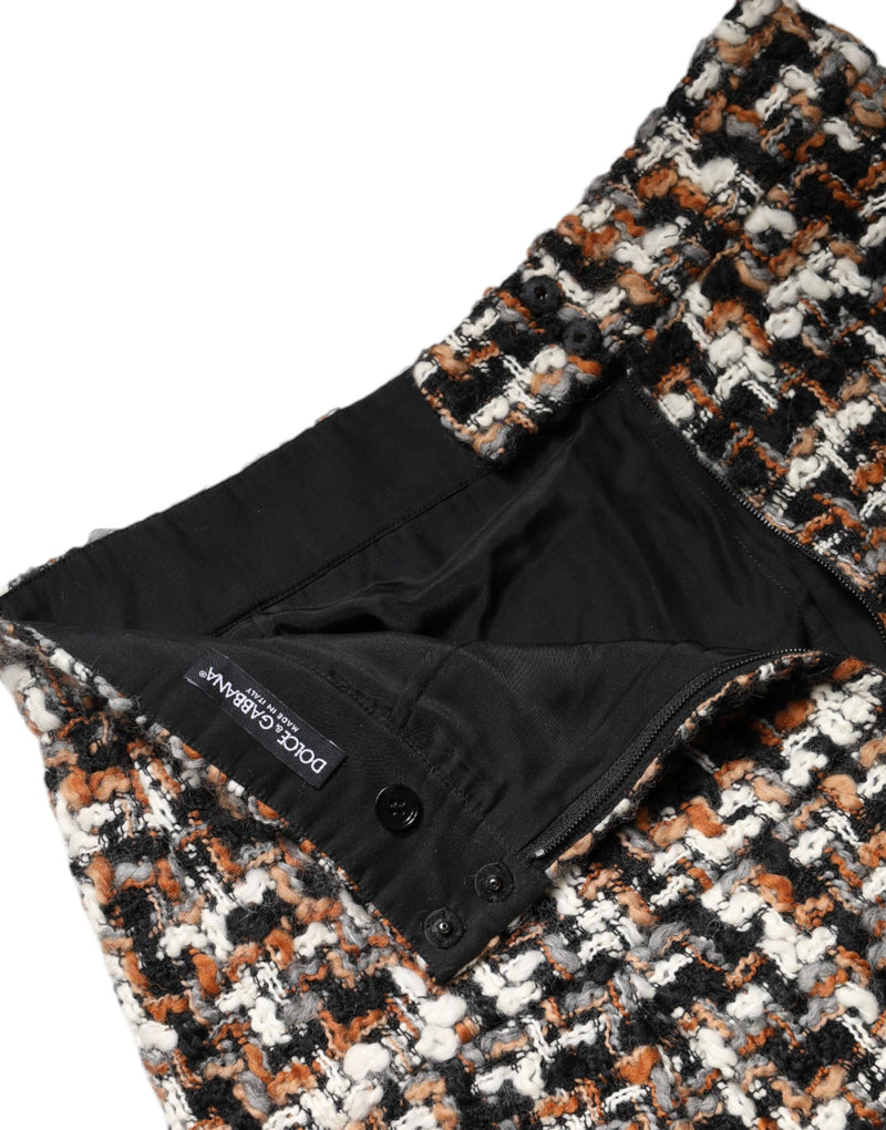 Dolce & Gabbana Jupe Mini Tartan Tweed Taille Haute Multicolore