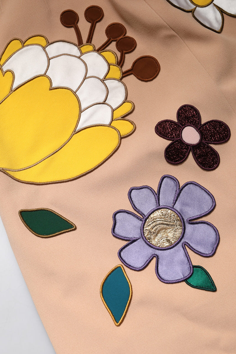 Dolce & Gabbana Jupe Crayon Haute Taille Florale Beige
