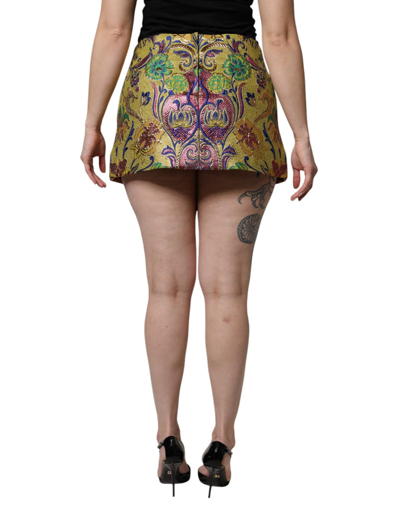 Dolce & Gabbana Jupe Mini Jacquard Florale Multicolore Taille Moyenne