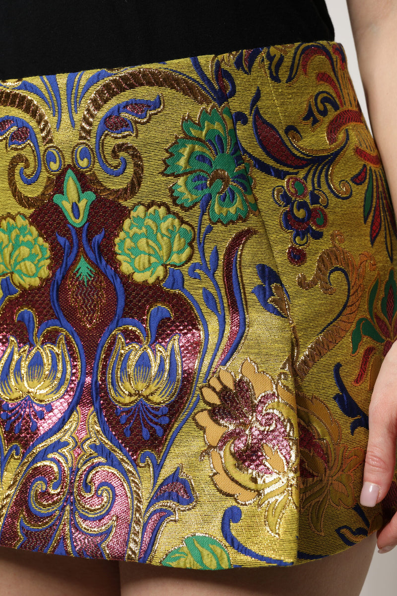 Dolce & Gabbana Jupe Mini Jacquard Florale Multicolore Taille Moyenne