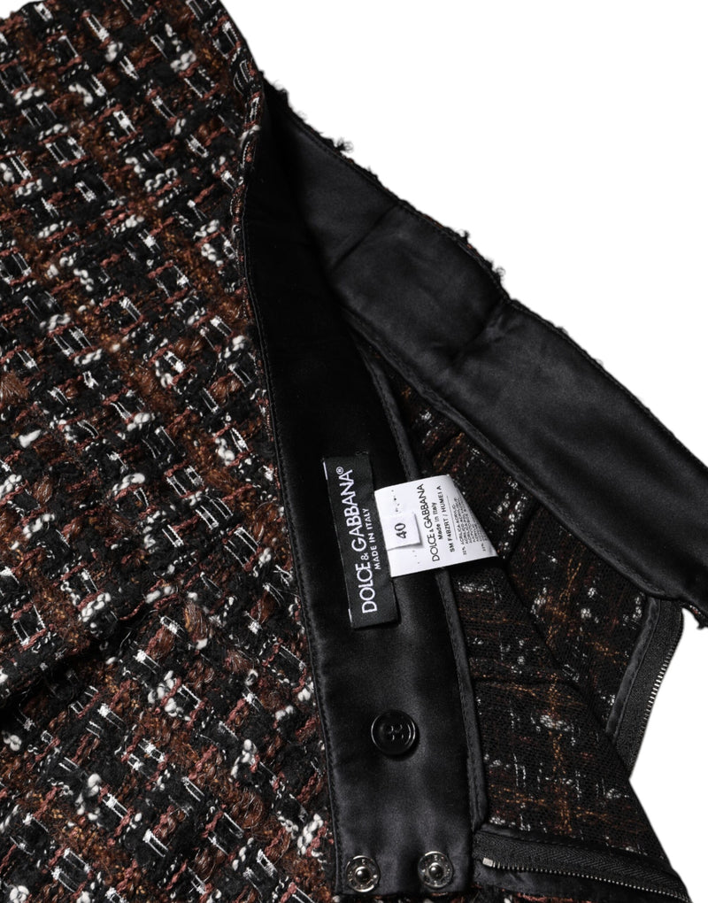 Dolce & Gabbana Jupe Mini Tartan Tweed Taille Haute Multicolore