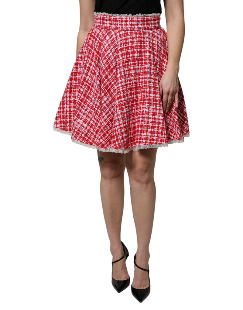 Jupe A-line Rouge et Blanche Taille Haute Dolce & Gabbana