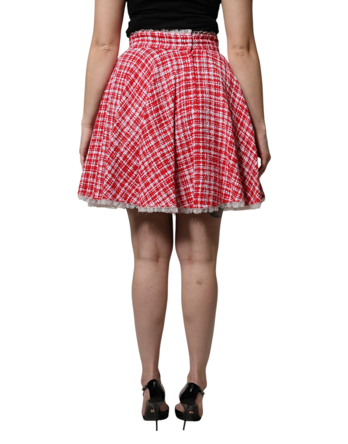 Jupe A-line Rouge et Blanche Taille Haute Dolce & Gabbana