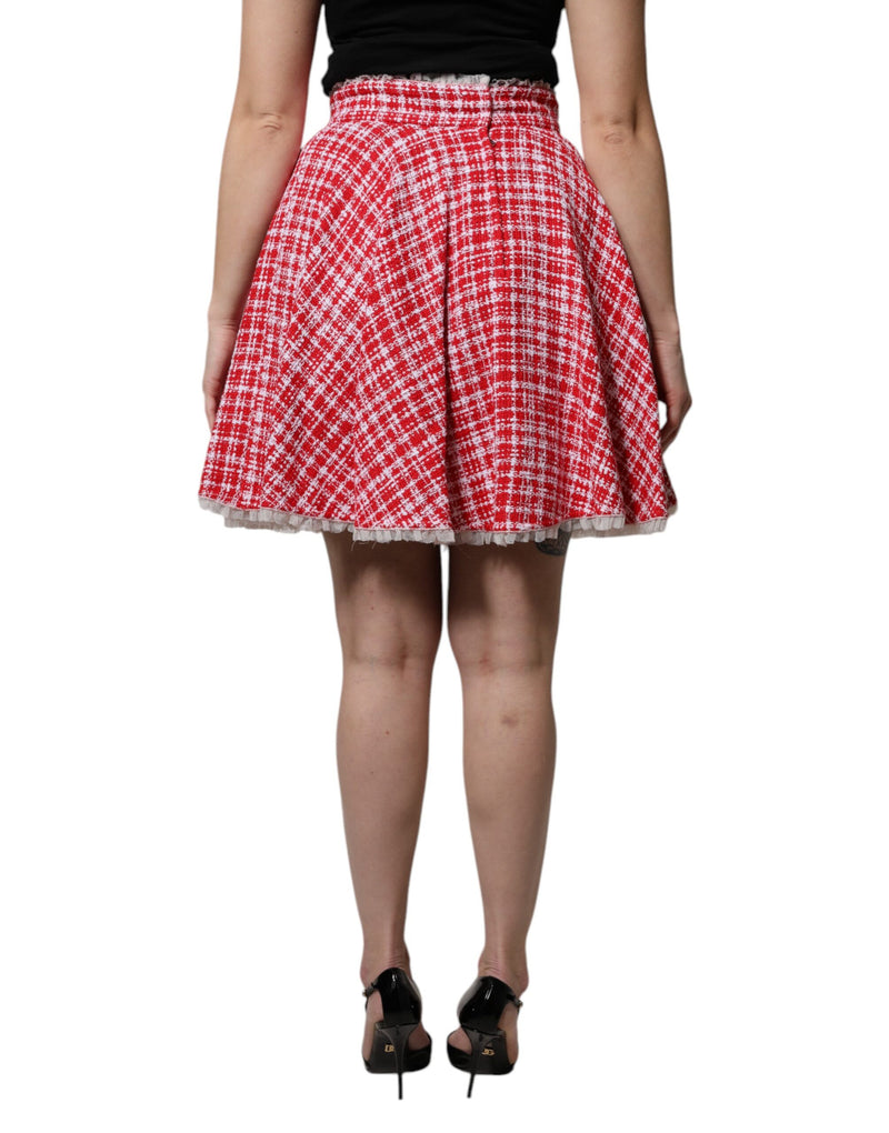 Jupe A-line Rouge et Blanche Taille Haute Dolce & Gabbana