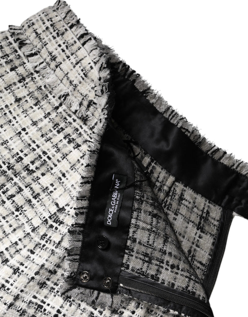 Dolce & Gabbana High Waist Tartan Tweed Mini Skirt
