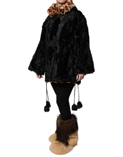 Dolce & Gabbana Black Lamb Fur Short Women Coat Jacket