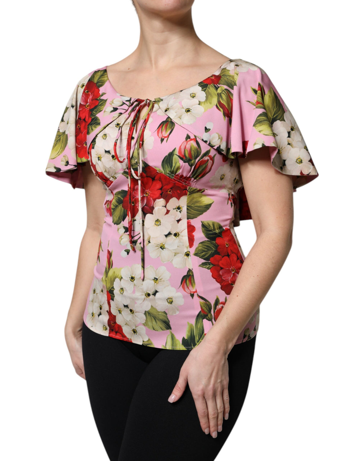 Dolce & Gabbana Blouse Top en Soie Florale Rose