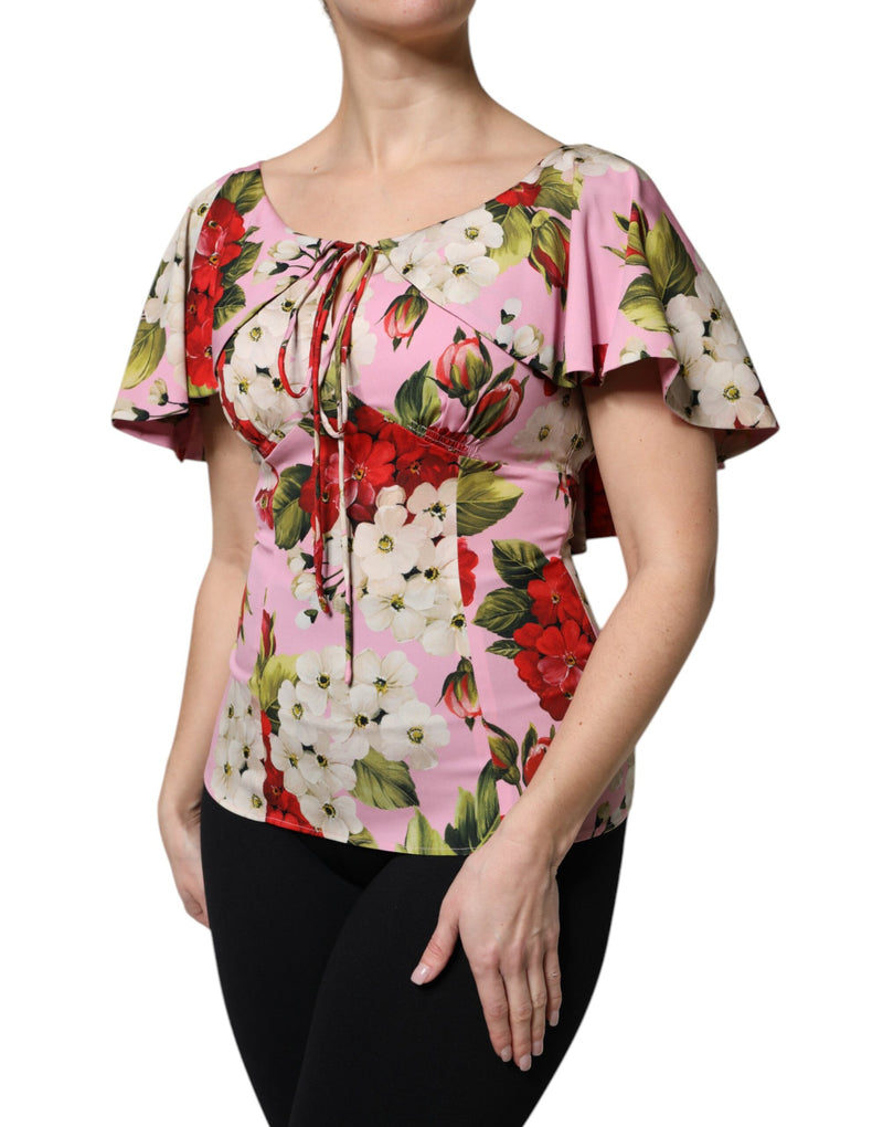 Dolce & Gabbana Blouse Top en Soie Florale Rose