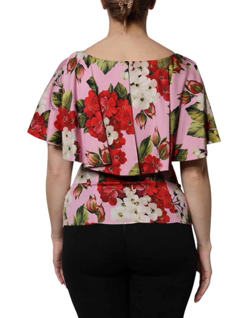 Dolce & Gabbana Blouse Top en Soie Florale Rose