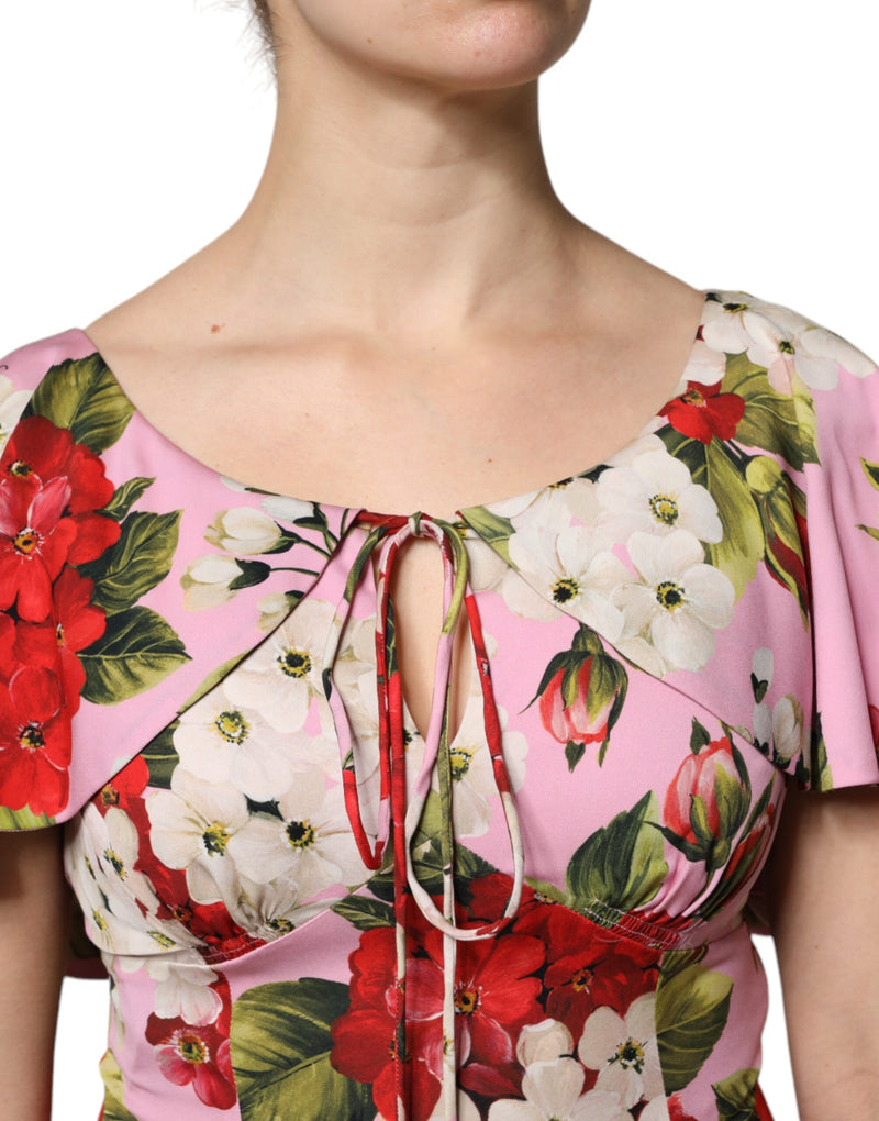Dolce & Gabbana Blouse Top en Soie Florale Rose