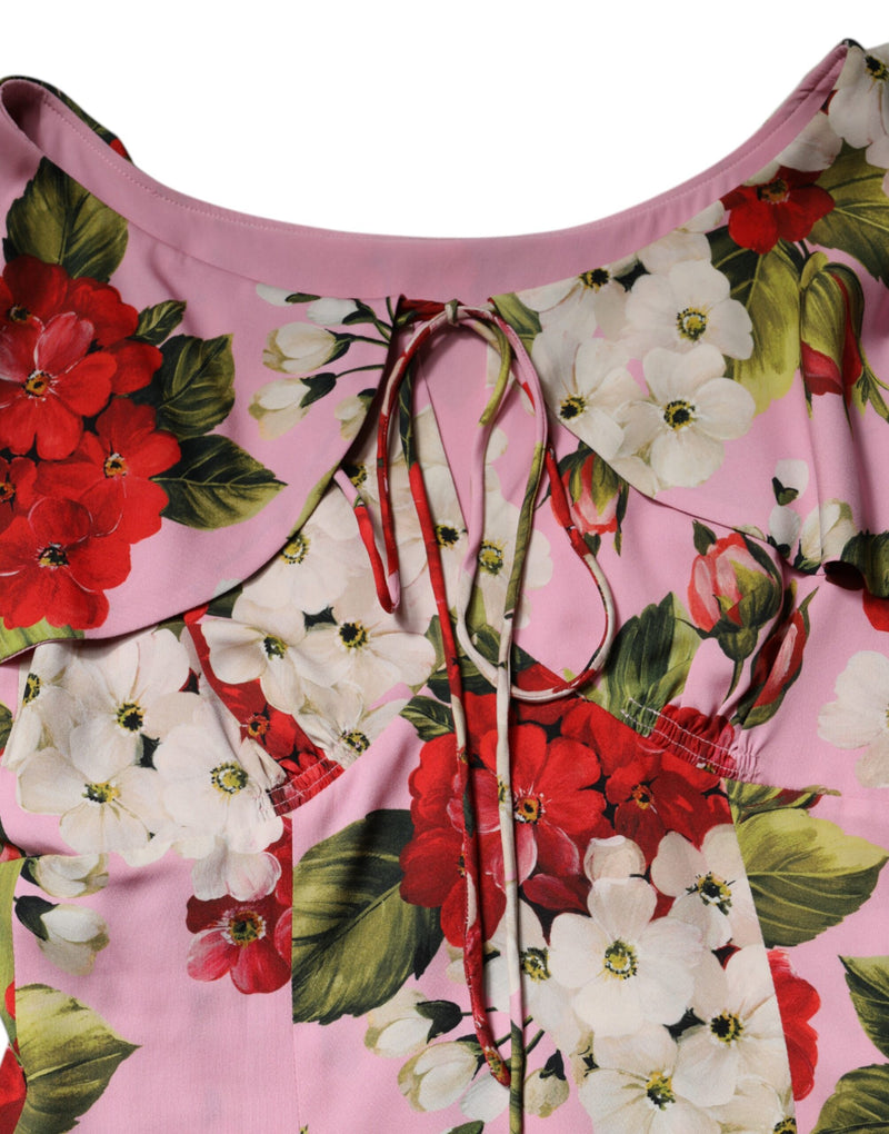 Dolce & Gabbana Blouse Top en Soie Florale Rose