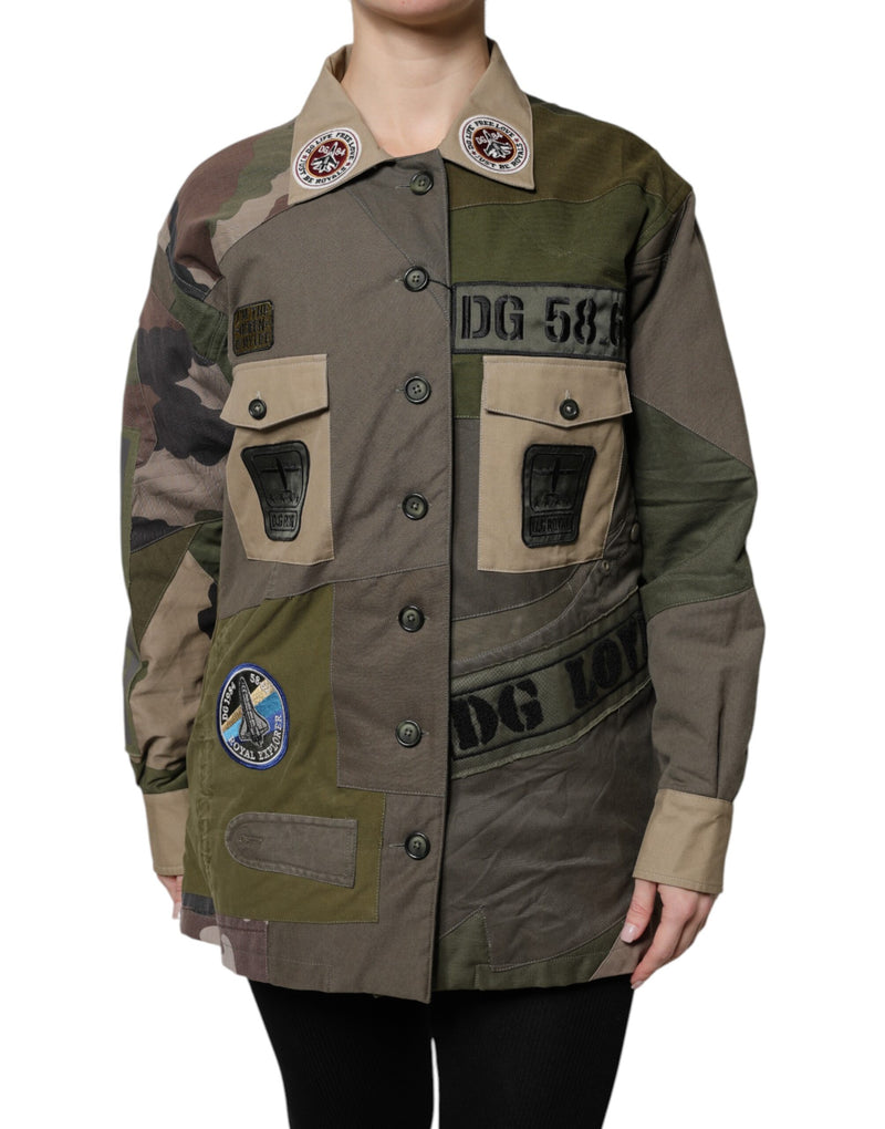 Dolce & Gabbana Veste Boutonnée en Coton Vert Militaire