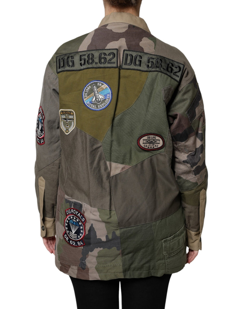 Dolce & Gabbana Veste Boutonnée en Coton Vert Militaire