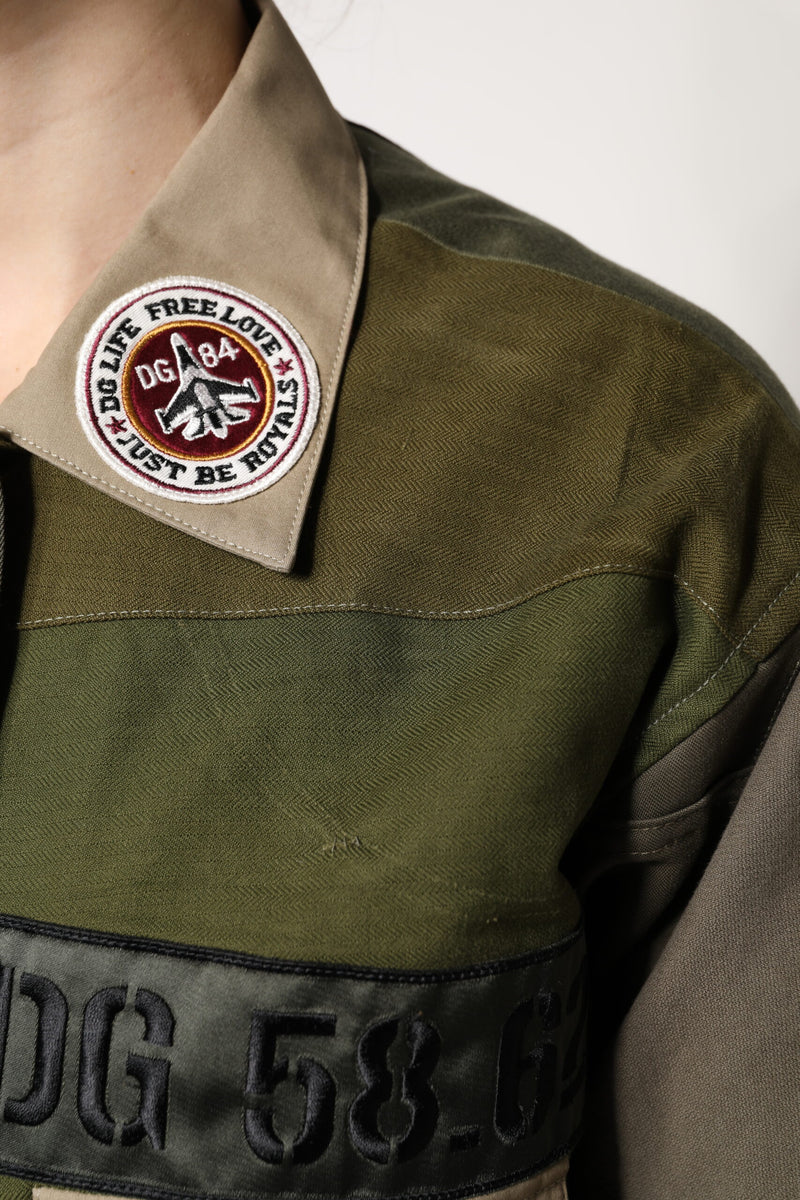 Dolce & Gabbana Veste Boutonnée en Coton Vert Militaire