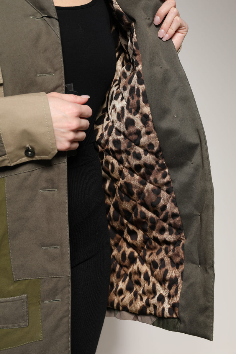Dolce & Gabbana Veste Boutonnée en Coton Vert Militaire