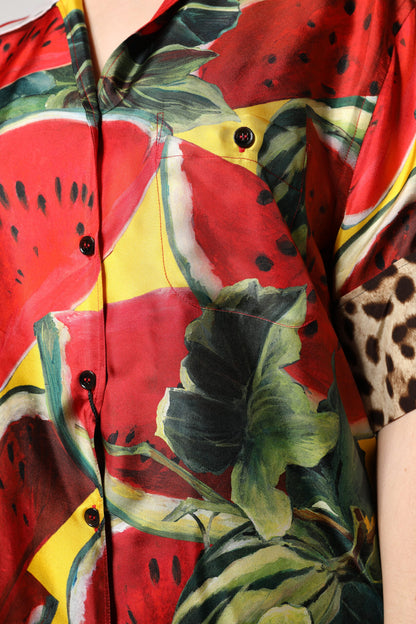 Haut à col montant multicolore à motif pastèque de Dolce & Gabbana