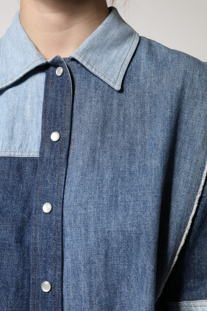 Dolce & Gabbana TSH90106-38 Blue Cotton Button Up Long Sleeve Top