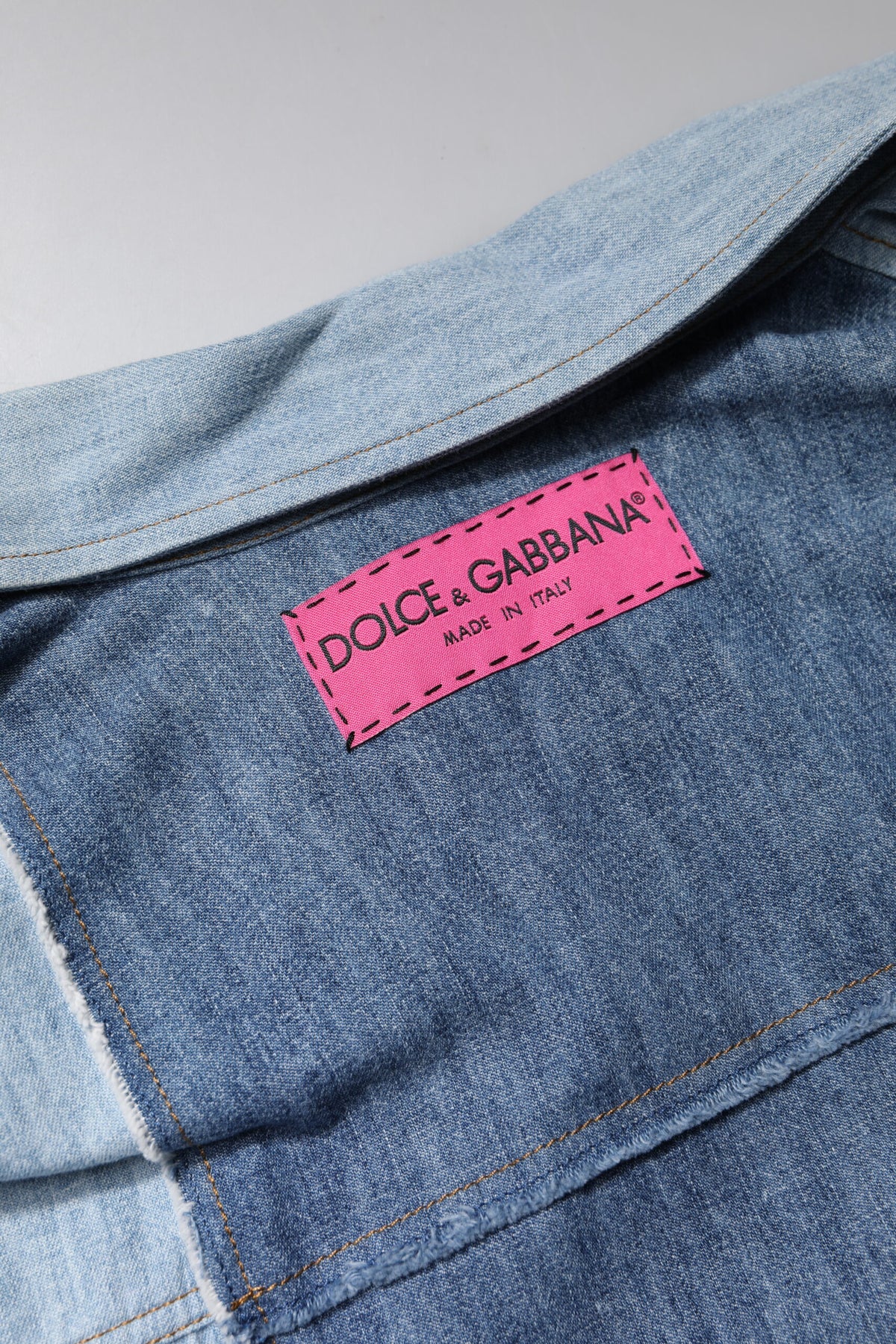 Dolce & Gabbana TSH90106-38 Blue Cotton Button Up Long Sleeve Top
