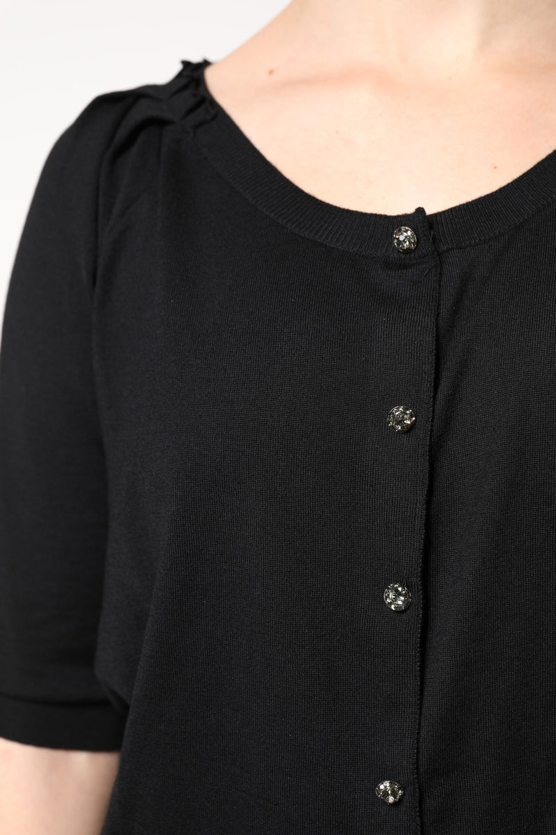 Dolce & Gabbana Blouse Noire à Manches Courtes avec Boutons