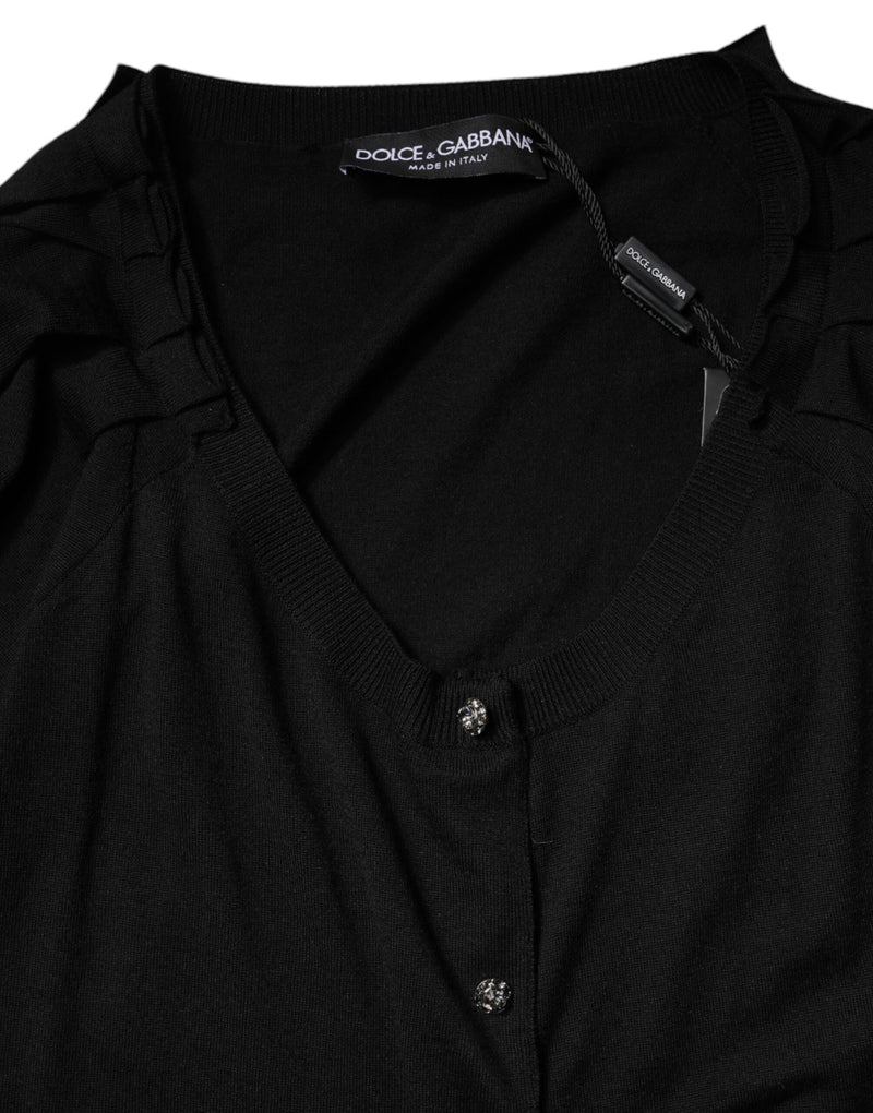 Dolce & Gabbana Blouse Noire à Manches Courtes avec Boutons